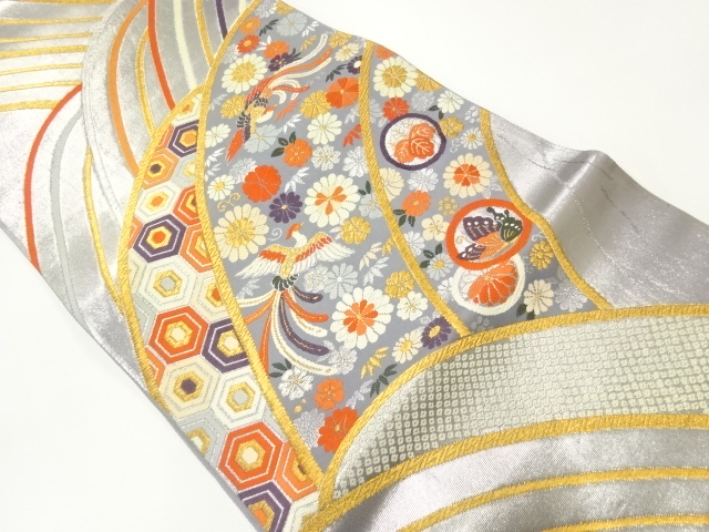 JAPANESE FUKURO OBI / WOVEN FLOWER & BIRD